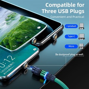Enkay Hat Prince สายเคเบิลแม่เหล็กหมุนได้1เมตร3A USB เป็น ip/type-c/micro USB สายข้อมูลพร้อมไฟ LED - Product Image 6