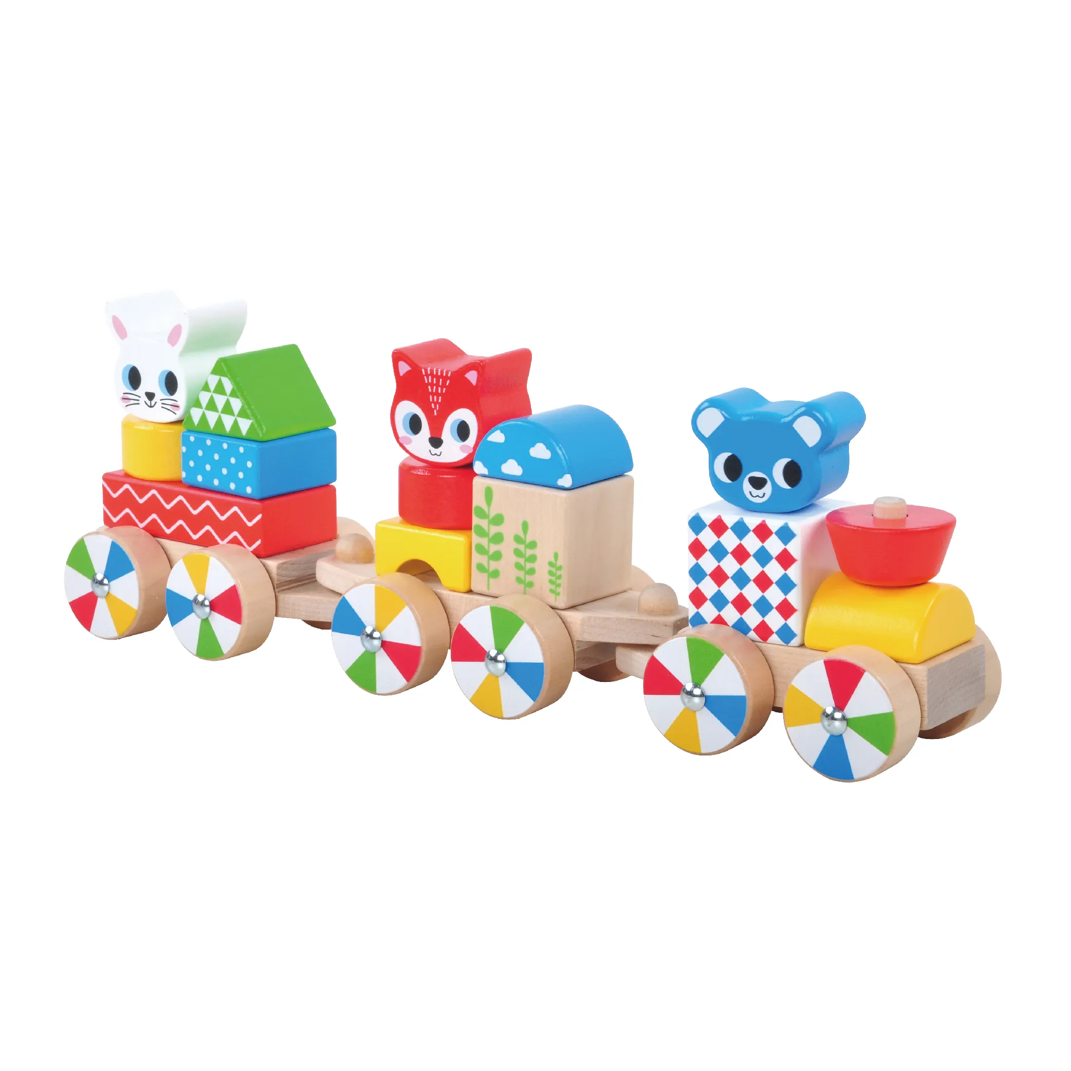 Custom ODM OEM colorato in legno educativo blocco auto giocattolo di legno impilamento trenino giocattolo per i bambini