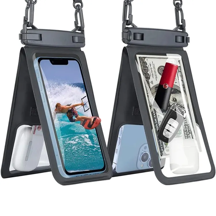 Vente chaude Clair Pvc Universel Flottant Double Espace Étanche Mobile Smart Téléphone Portable Cas Sec Sac De Plage