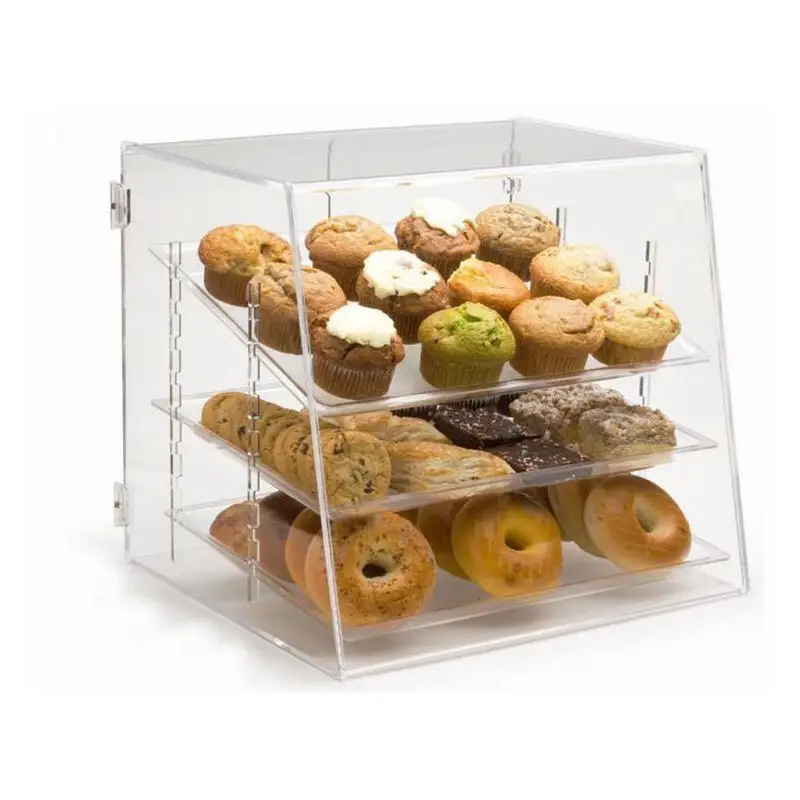 Individuelles Design Theke-Oberteil Acryl-Lebensmittelaufbewahrungsbox Brot Plätzchen Cupcake Donut Schaukasten Bäckerei Kuchen Schaukasten