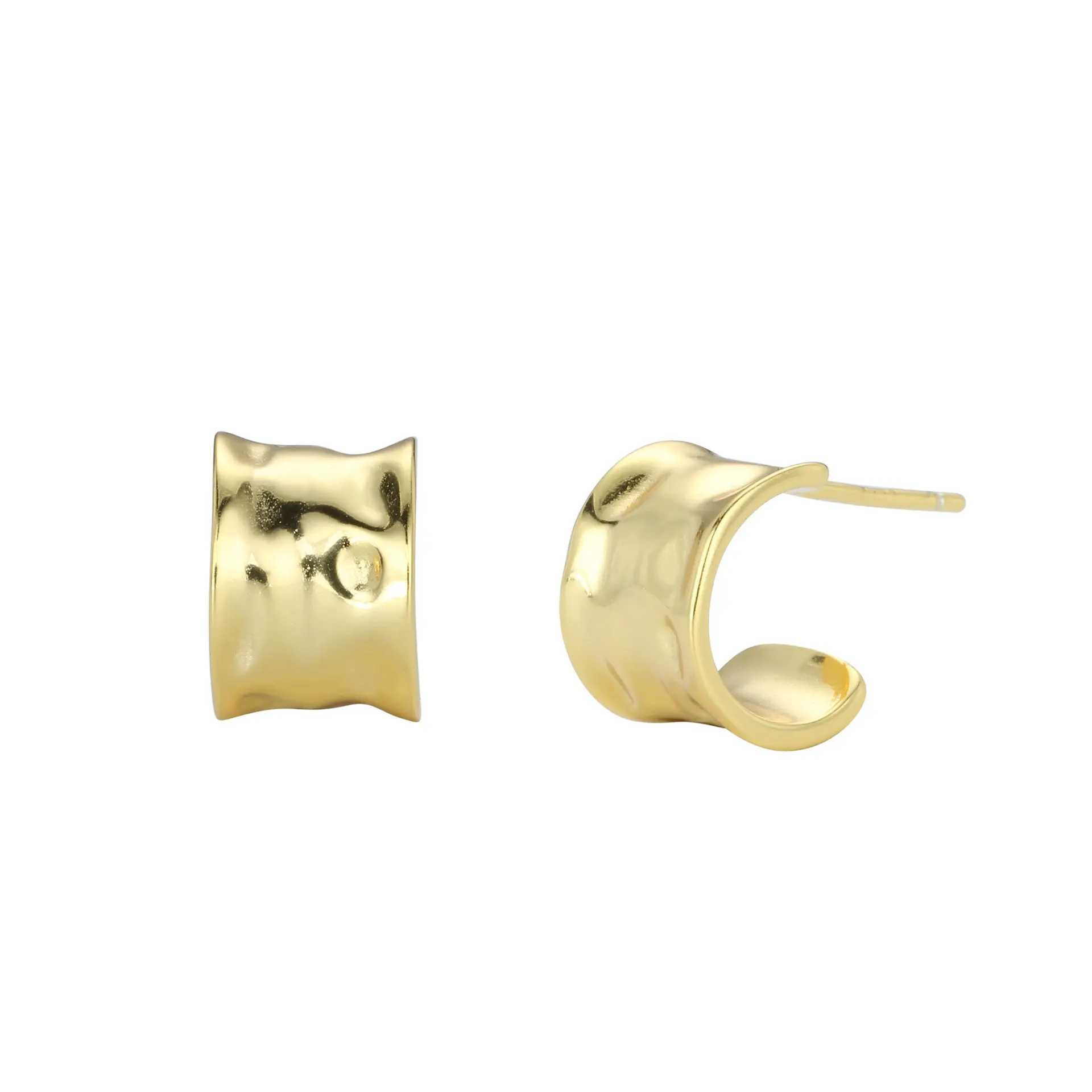 Gioielli raffinati orecchini stropicciati a forma di C 18K gioielli in oro 925 in argento Sterling C orecchini da donna