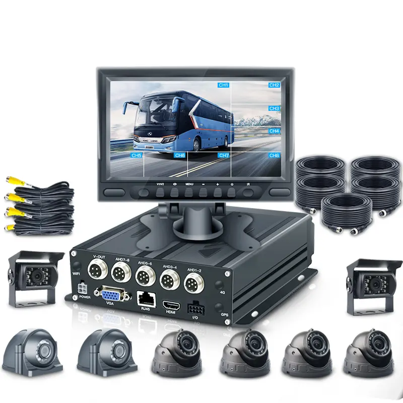 Mobiltelefon Computer CMS V6 APP 8CH SD DVR Autoradio 7 Zoll Bus Lkw Überwachungskamerasystem mdvr-Monitor