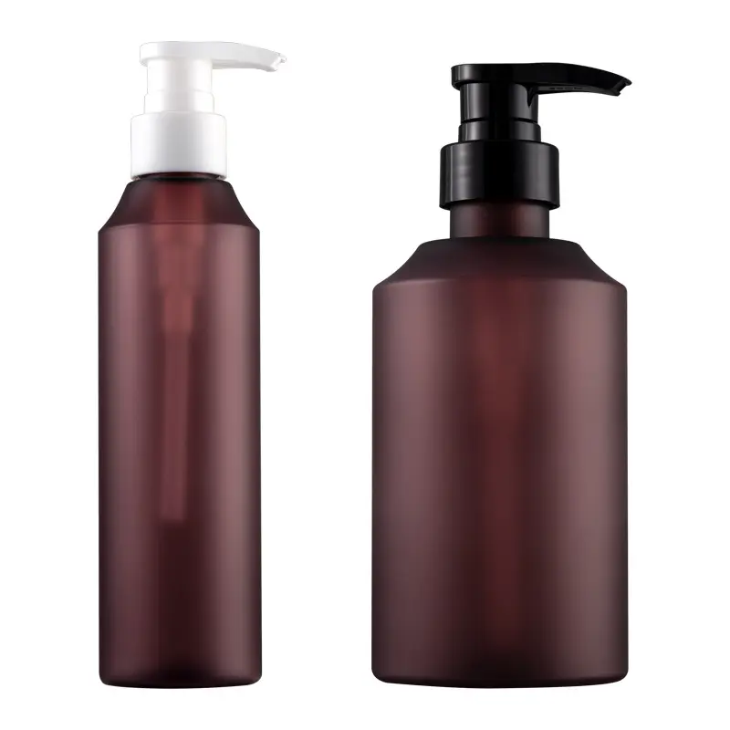 Versand bereit 500ml gefrostete weinrote PET Body Lotion Flasche Plastik Shampoo flaschen