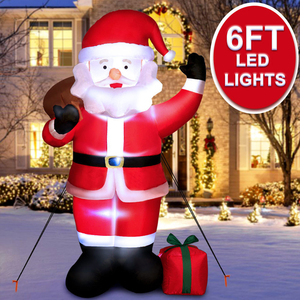 Biểu Tượng Tùy Chỉnh Giáng Sinh Trang Trí <span class=keywords><strong>Inflatable</strong></span> Santa Búp Bê Nhà Máy Bán Buôn 6ft Cao Giáng Sinh <span class=keywords><strong>Inflatable</strong></span> Trang Trí Với Ánh Sáng LED - Product Image 1