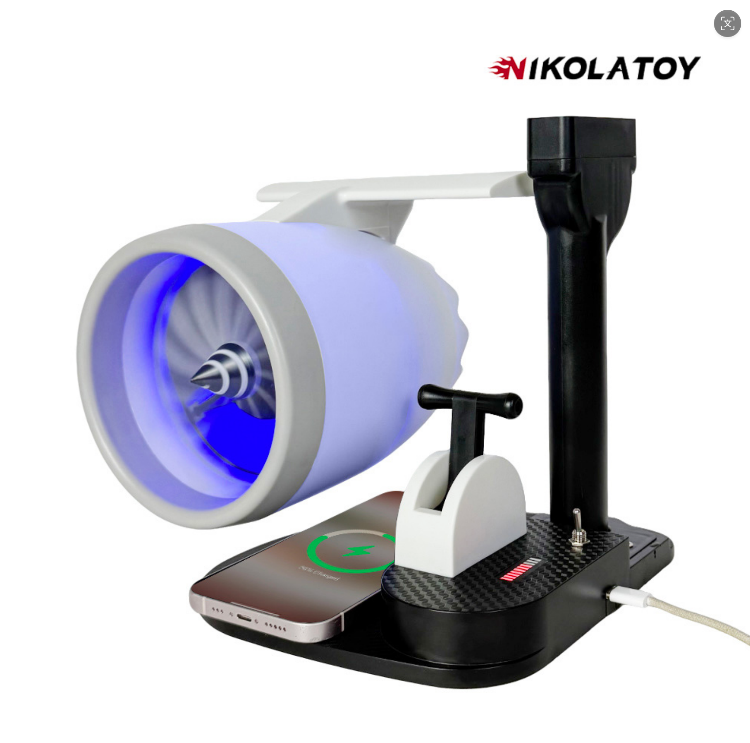 USB JetFan with Aircraft Engine Turbine and Wireless Charging