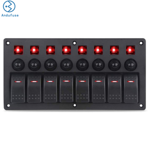 8 Gang Marine Boat Rocker Switch Panel Waterproof with <strong>Circuit</strong> <strong>Breaker</strong>, 12V ON-Off Toggle Switch Panel with Red LED Indicator - Product Image 1