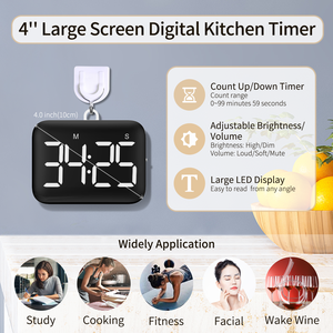 Timer da cucina con Timer a schermo digitale Display quadrato Count Up Count Down sveglia cronometro per dormire - Product Image 5