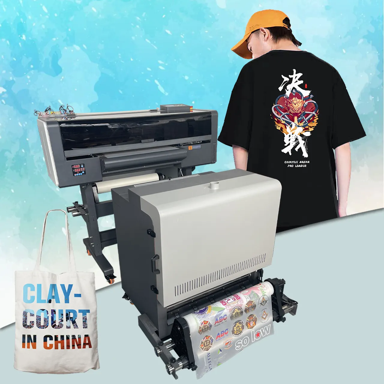 24 인치 DTF 잉크젯 프린터 열전달 인쇄기 60cm 듀얼 프린트 헤드 i3200 dtf 티셔츠 의류 섬유 프린터