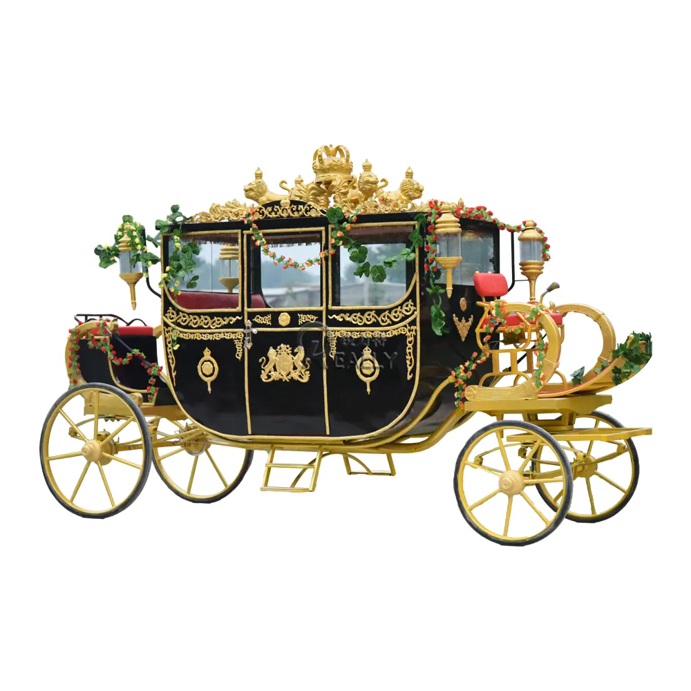 Carruaje de caballos blancos para Navidad/Buggy de caballos de calabaza para boda/Buggy de boda de princesa Carruaje de Caballos Reales