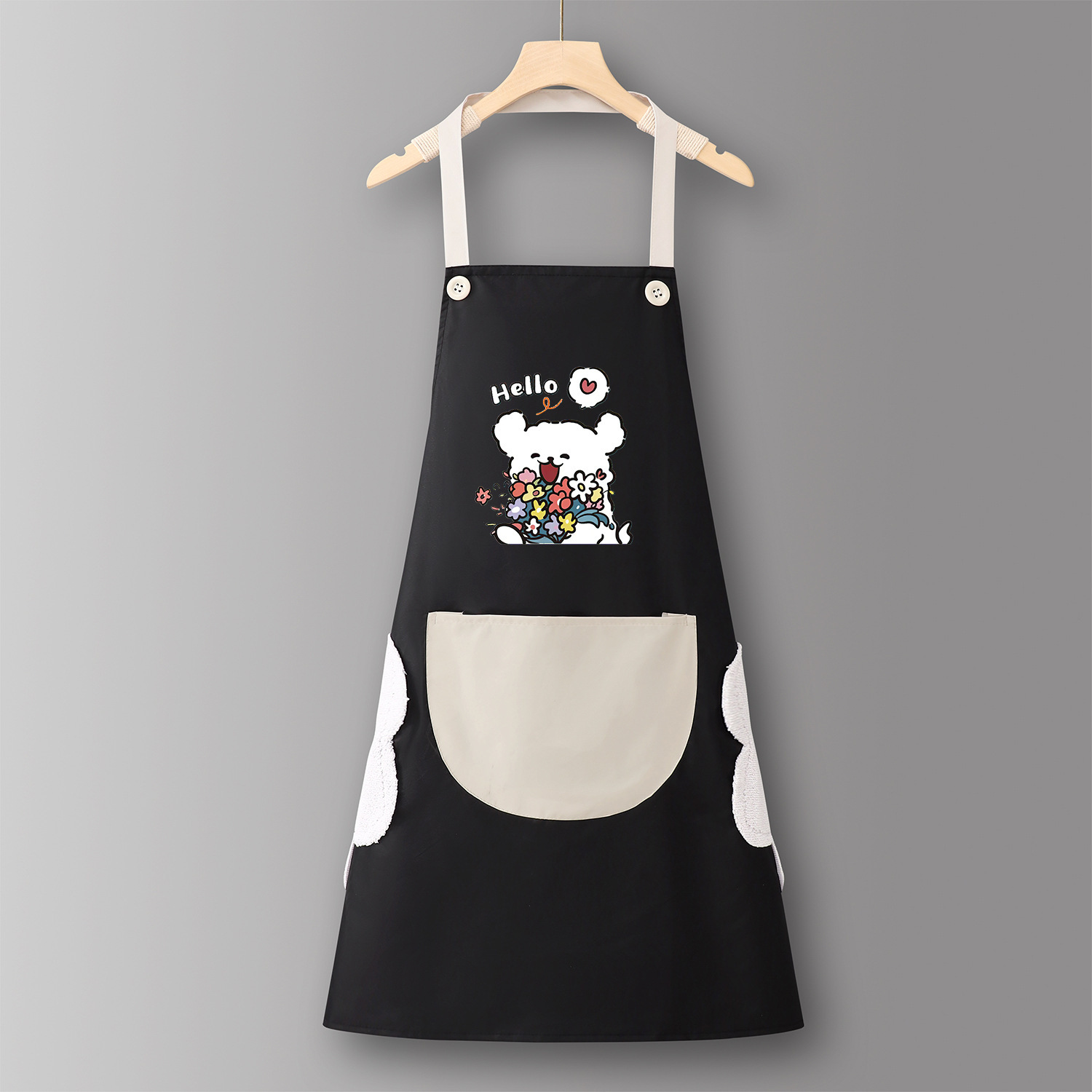 Ramo halter impermeable oso estilo limpiamanos negro y gris