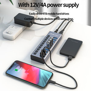 ACASIS 12V4A電源アダプターUSBHUB3.0充電器スイッチ付きマルチUSBスプリッターMacPCラップトップ用10ポートUSBハブ - Product Image 3