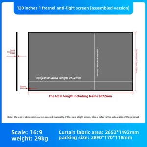 Pantalla de proyección de marco fijo Fresnel de 120 "OEM 8K Ready 16:9 ALR optimizado en 4K con borde de 1cm Montaje en pared Cine optimizado - Product Image 2