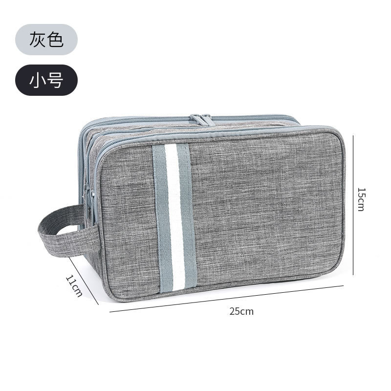 Multi-layer toiletry bag, small, gray