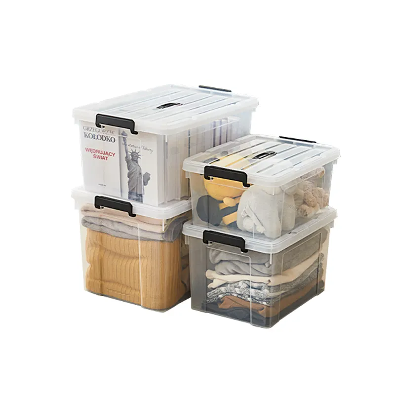 Boîte de rangement multifonctionnelle en plastique transparent avec poignée boîte transparente conteneurs de stockage