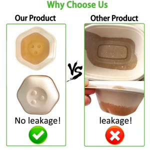 VVG Aanpasbare Biologisch Afbreekbare 1600ml 1300ml 1000ml 750ml Zeshoekige Saladekom van Suikerrietbagasse met Deksel voor Voedselverpakkingen - Product Image 3