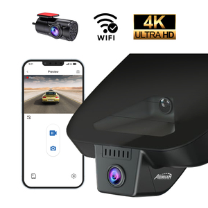 全新UHD4K隐藏式仪表盘摄像头双通道自动汽车录音，配有Novatek H.265应用控制和多语言夜视 - Product Image 1