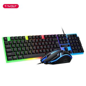 Shuoyin TWOLF TF230 LED Light 104 Keys Wired Computer Gaming Teclado Juegos Teclado y Mouse Combos Kit set para PC PS4 Gamer