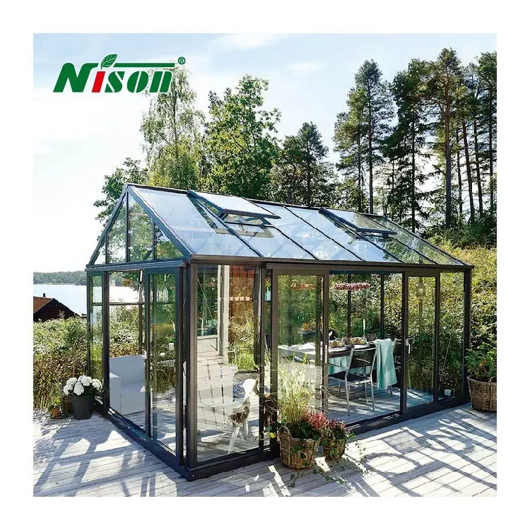 Bricolaje personalizado 3 estaciones Solarium Veranda invernadero casa de cristal individual de aluminio invierno jardín Conservatorio triángulo Sunroom