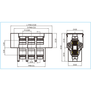 13mmピッチ電源端子ブロック600V 50Aコネクタ端子ブロック - Product Image 6