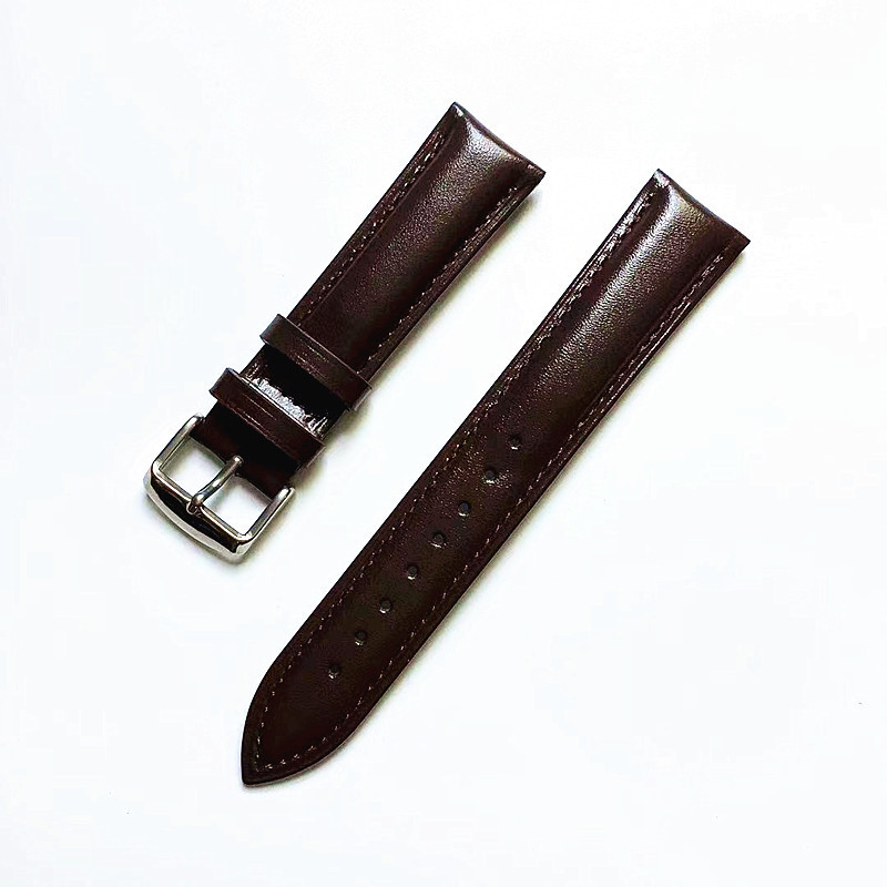 Dark brown plain stitching-silver pin buckle