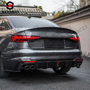 คาร์บอนไฟเบอร์จริงไฟท้ายแบบ KB ไฟ LED สำหรับรถ Audi A4สปอร์ต B10 S4กันชนหลังลิปสปลิตเตอร์อะไหล่รถยนต์