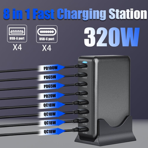 320W masaüstü USB şarj istasyonu GaN USB C şarj ile PD 3.0 hızlı şarj iPhone MacBook Laptop için çok-girişli şarj cihazı - Product Image 2