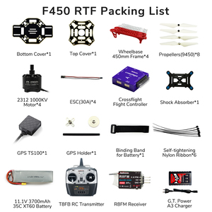 8 Inch 450mm <strong>RC</strong> Drone Full Kit DIY Quadcopter F450 with More Stable Flight Controller Radiolink Crossflight and GPS TS100 - Product Image 6
