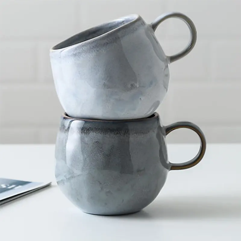 Taza de cerámica de agua hecha a mano, taza de café de piedra reactiva creativa de gran tamaño, 500ml, respetuoso con el medio ambiente, venta al por mayor