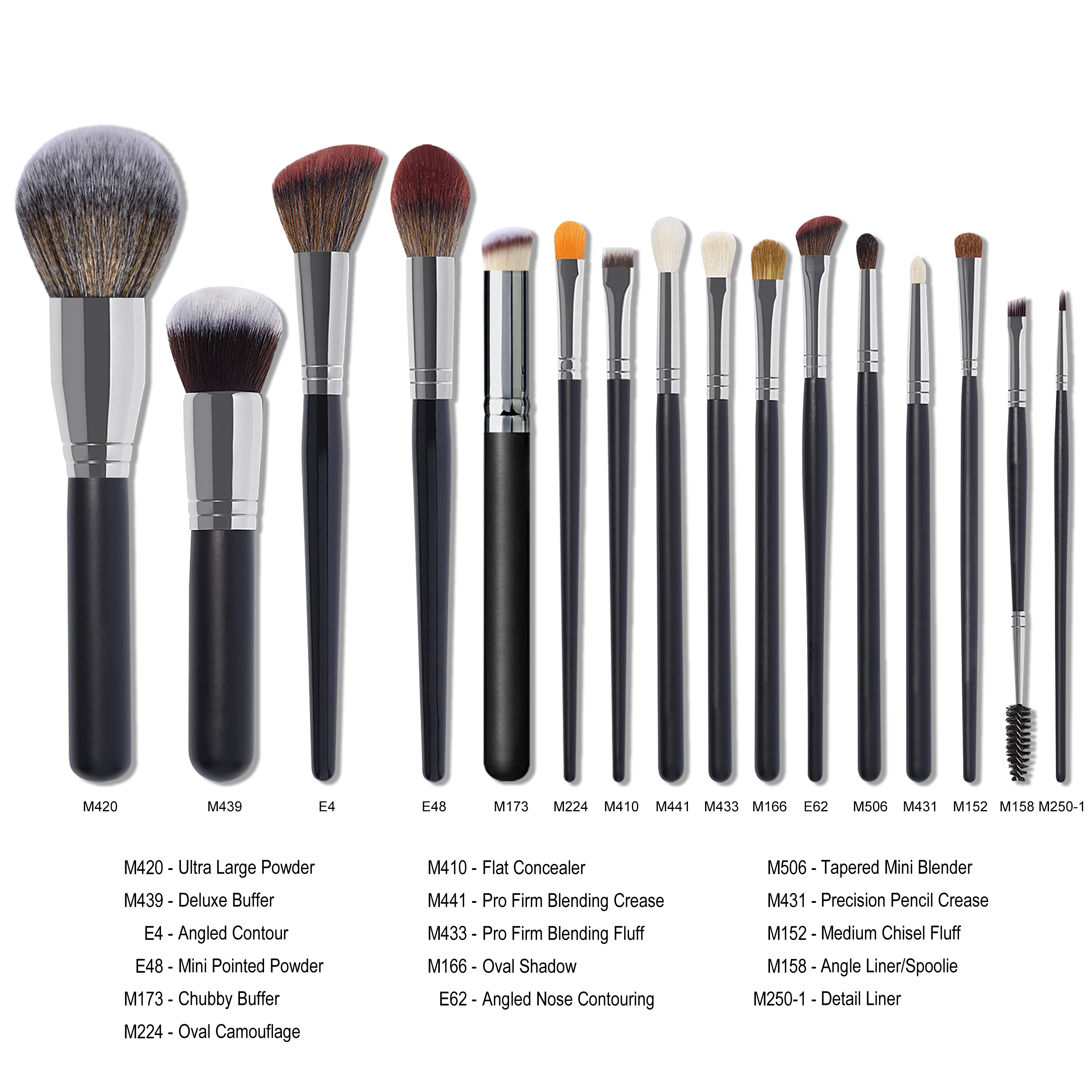 16pcs black mor phe brush set