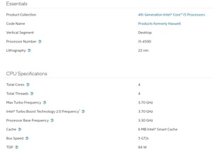 Intel Core I5第4世代I54590プロセッサ4合計コア4合計スレッドCPU (コンピューター用) - Product Image 3
