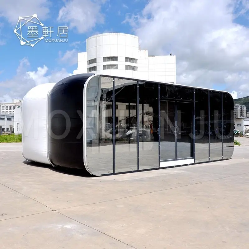 मोबाइल आउटडोर पीवीसी टेंट ग्लास पॉप-अप कक्ष Inflatable घन कार्यालय तम्बू