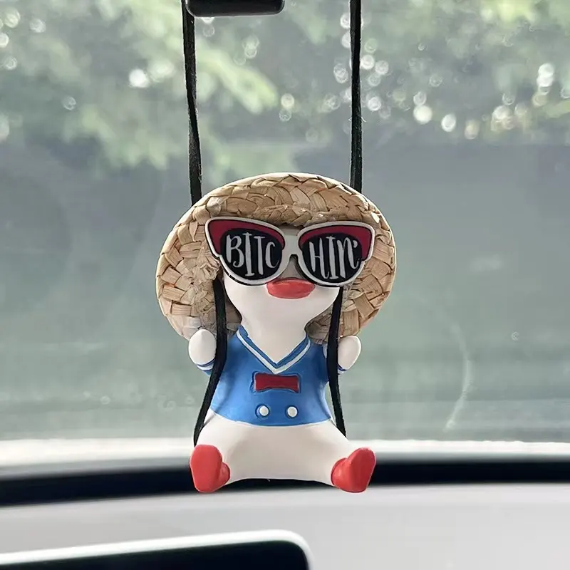 Popular Rearview Mirror Hanging Pendant Car Interior Accessories Swing Duck pendant
