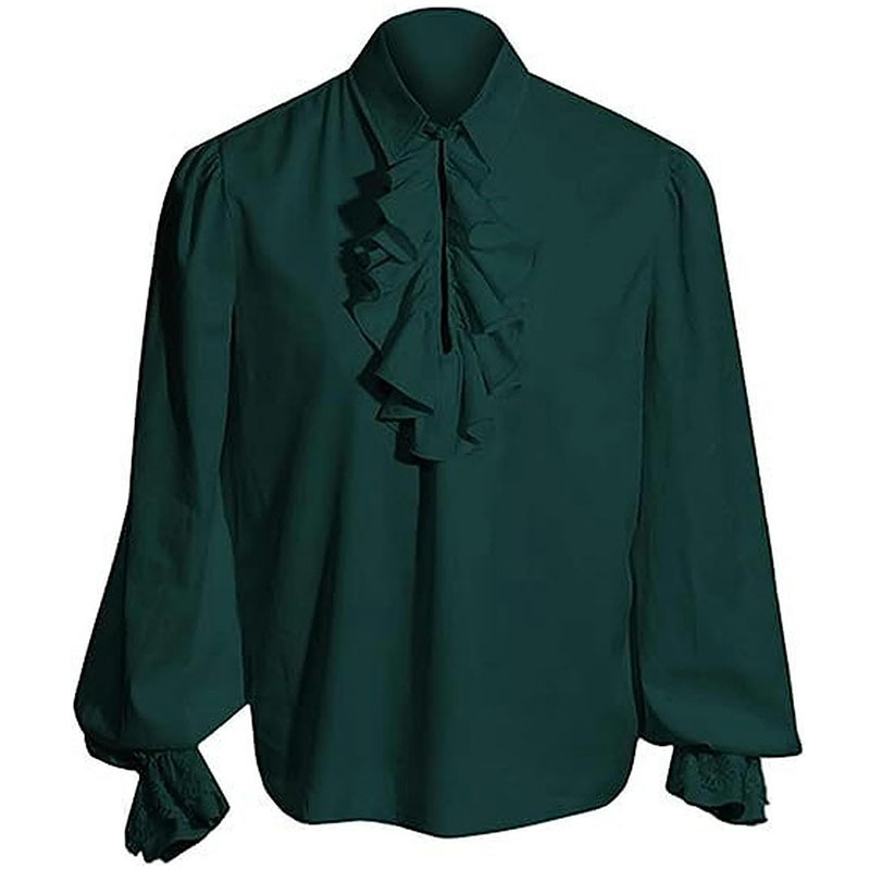 Blue Mens Ruffle Pirate Shirt Victorian Costume