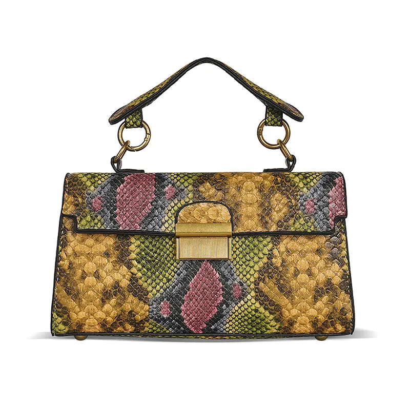 Petit sac carré femme 2023 nouveau sac femme navettage sac à bandoulière unique bosse couleur peau de serpent chaîne aisselles diagonale