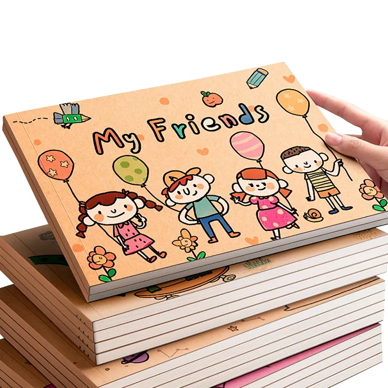 Encuadernación de pegamento inalámbrica personalizada, papel de dibujo, pintura al óleo, libro para colorear crayones para niños