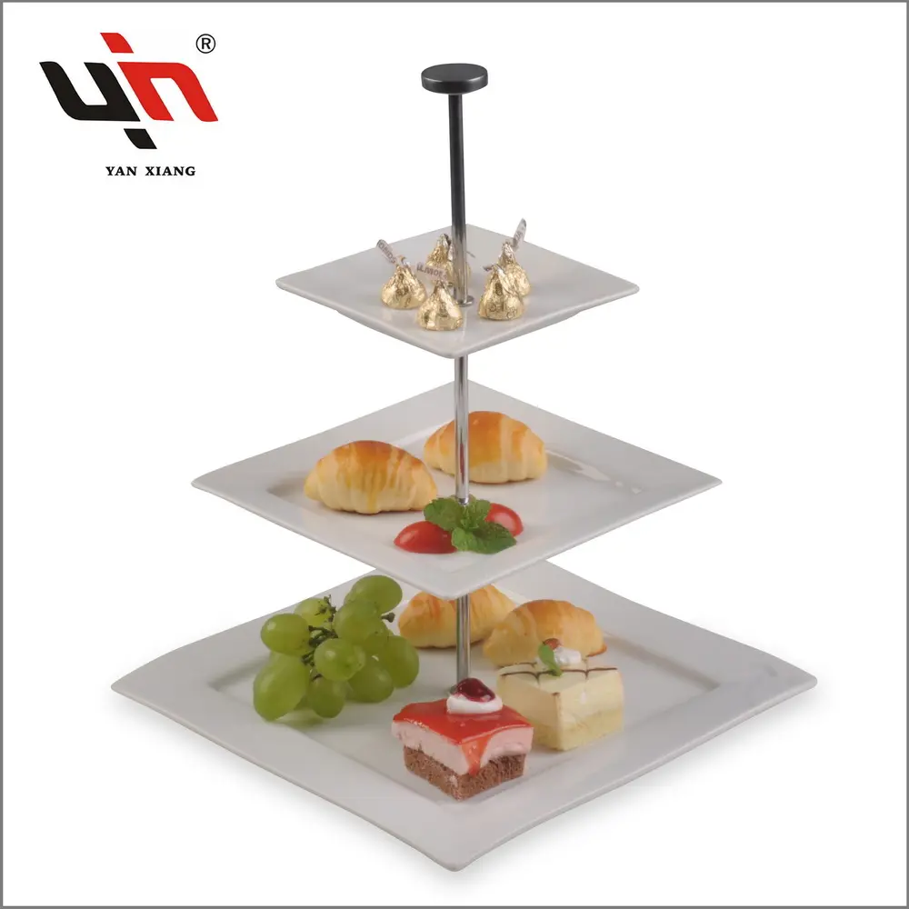 Factory new porcelain custom cake stand serving tray 3 tire cake holder display stand for wedding cake