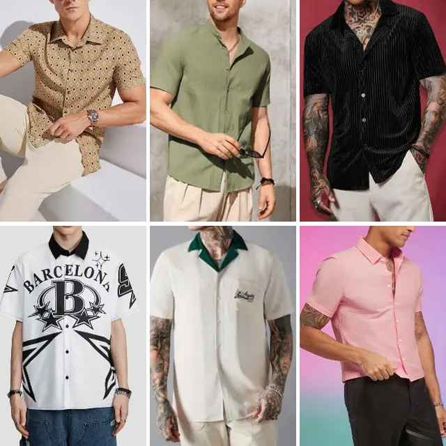 Envanter erkek plaj gömlek rahat kısa kollu moda yeni erkek gömleği baskı desen hırka tarzı mix