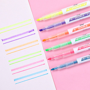 6 Color Double Eded Highlighter Cute Style 1MM and <strong>3MM</strong> <strong>Tips</strong> Easy to Color Highlighter for School Office Use - Product Image 1