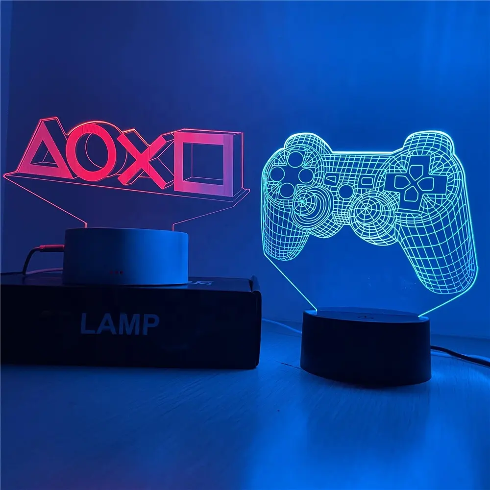 Đèn Chơi Game Ảo Ảnh Biểu Tượng 3D Đèn Ngủ Điều Khiển Trò Chơi 7 Màu 16 Màu LED Cho Game Thủ Phòng Chơi Game Quà Tặng Sinh Nhật Cho Trẻ Em