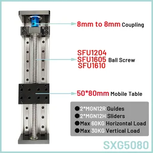 Mesa deslizante de guía lineal cuadrada doble SFU 1204/1605/1610 100-1000mm Plataforma de tornillo de bola de carrera Etapa de eje XYZ 2/4 Uds deslizadores - Product Image 3