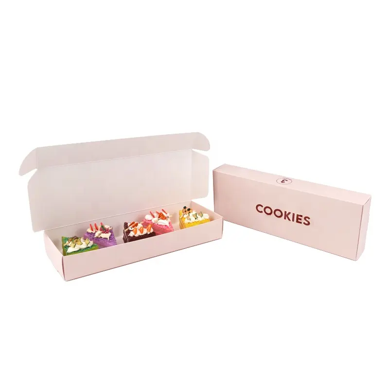 Boîtes d'emballage en papier personnalisées imprimées Cookie Mochi Donuts Boîte pliante Dessert One Pieces