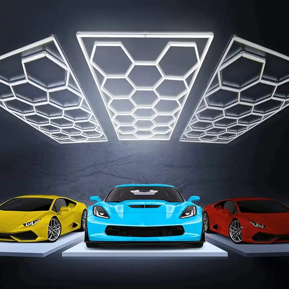 Luz para montagem de carro, luz hexagonal de led para trabalho em garagem, colmeia-almofada