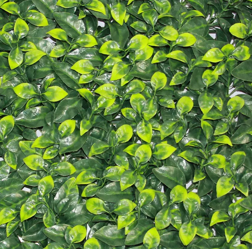 דשא מלאכותי באיכות משובחת קיר גדר פלסטיק עלים מלאכותיים לשיפוץ ידוע לשימוש בגינת ירקות