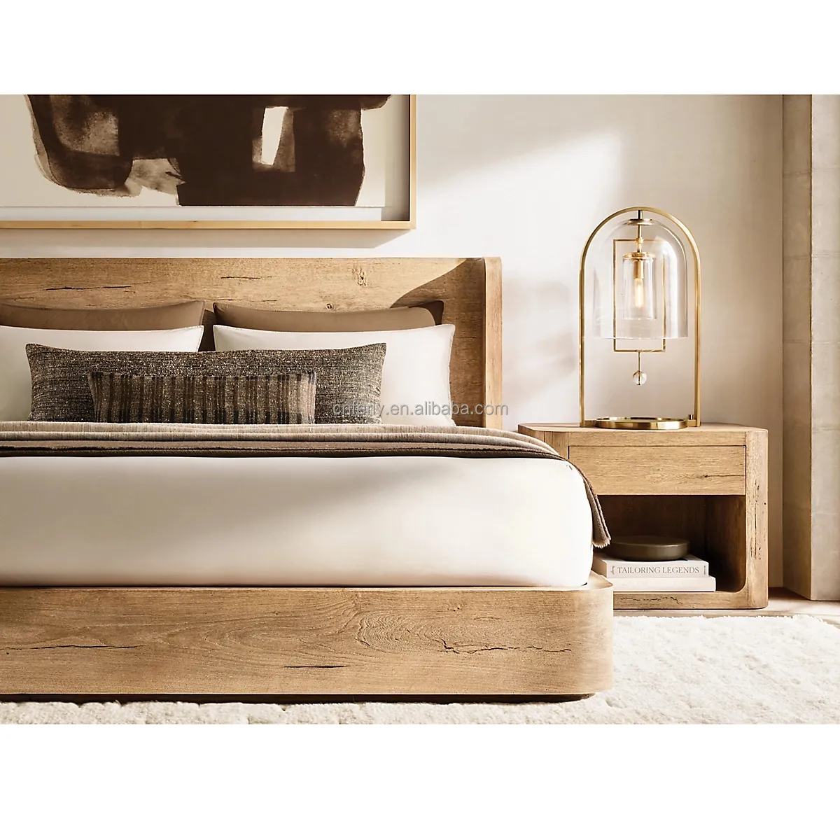 יוקרה חדש הגעה בית ריהוט מלון מיטה בסגנון אמריקאי עץ מיטת חדר שינה ריהוט פנל פלטפורמת מיטה