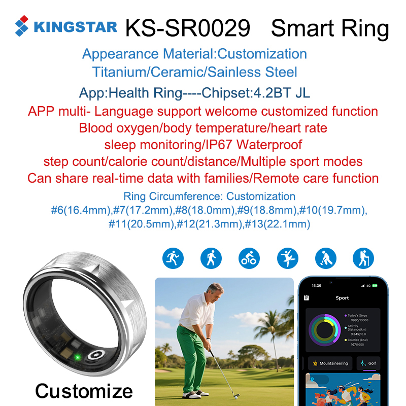 KINGSTAR-SR0029-AI anillo inteligente para salud, sueño y fitness