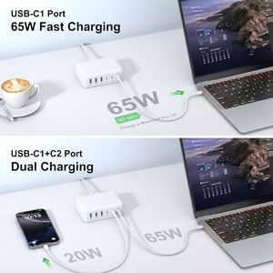 USB C快速充电器150W 6端口GaN台式PD充电站65W USB C笔记本电脑电源适配器兼容Mac Book 5V/3A输出