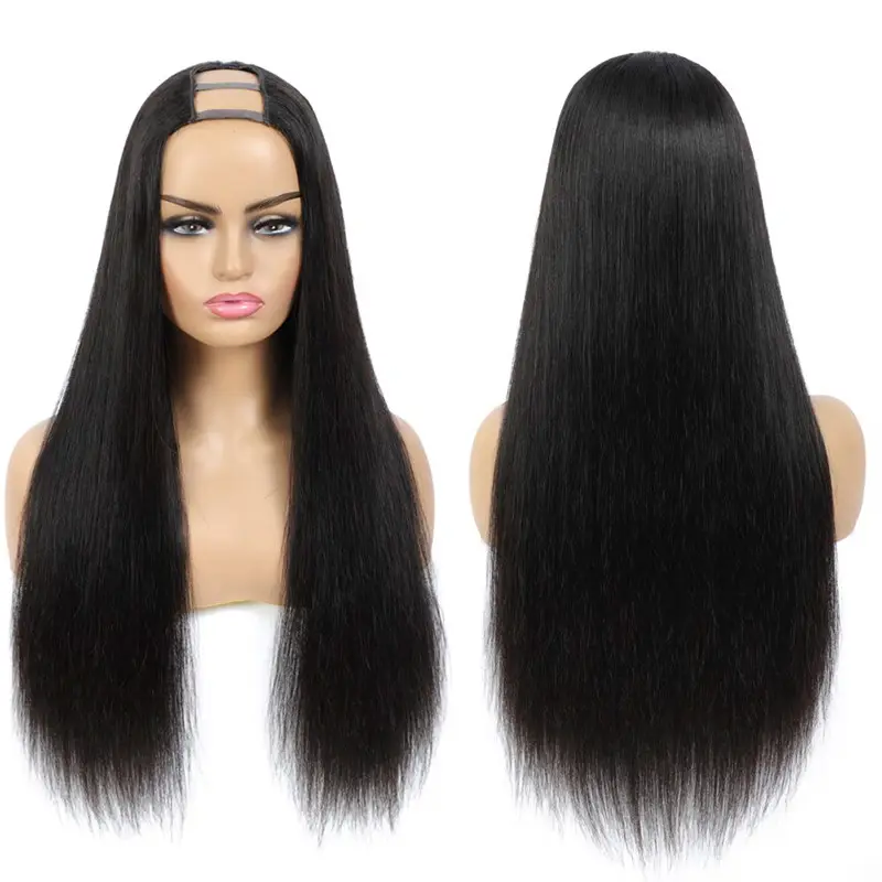 Venda quente U Parte Peruca Lace U Peruca U Forma Peruca Cabelo Brasileiro Mulheres de Cabelo Humano Silky Straight para Loiro Branco Longo Médio 1 PC