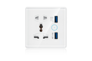 Enchufe inteligente USB con interruptor 5 pines multifunción 2USB ABS Material 10A corriente nominal Control de voz WIFI enchufe de Alimentación inteligente