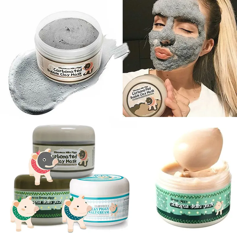 Masque Facial éclaircissant ems, à bulles en argile carbonée, au collagène vert buggy, ensemble