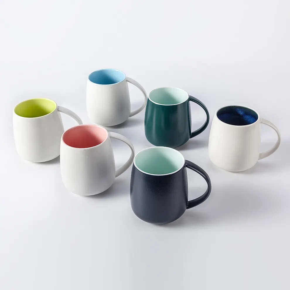 Tazas de café espresso de cerámica personalizadas con caja de regalo, color negro esmaltado, reutilizable, bonito, blanco, café, 400ml